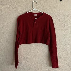 Cropped Henley Long Sleeve